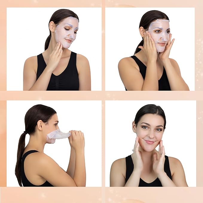 Anti Aging Lifting Hydrating Facial Bio Cellulose Face Mask Sheet For Fine Line Reducing And Skin Radiance. Made in Korea 5 Masks