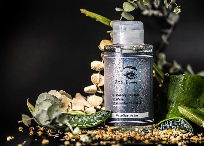 All in beauty Micellar Lotion Cleansing Water, Toner, Make-up Remover for All Skin Types, After Waxing, During and After Micropigmentation, Acne, Dry Skin, Burns or Injuries.(300ml)