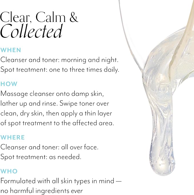 Bliss Clear Genius Trio: Clarifying Toner + Serum, Cleanser and Spot Treatment - Pore Purifying, Removed Excess Dirt & Oils - Clean, Cruelty-Free Skin Care