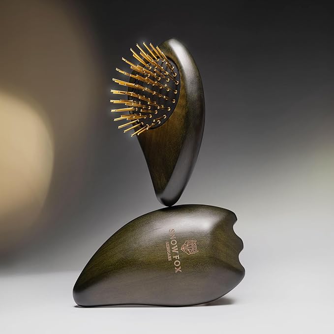 Snow Fox Ghost Edition Scalp Massage and Hair Brush – Patented Deep Tissue Gua Sha for Women and Men. Supports Fascia Release, Natural Hair Growth, Scalp Health, Circulation, and Head Tension
