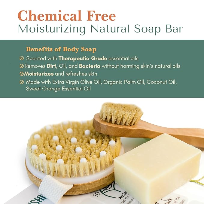 Healing Happy Method - Dry Brush Skin Care Kit + Body Healing Oil – Body & Facial Boar Bristle Brushes, Natural Oil Soap, Sisal Bag & Full Instruction Chart for Glowing Skin