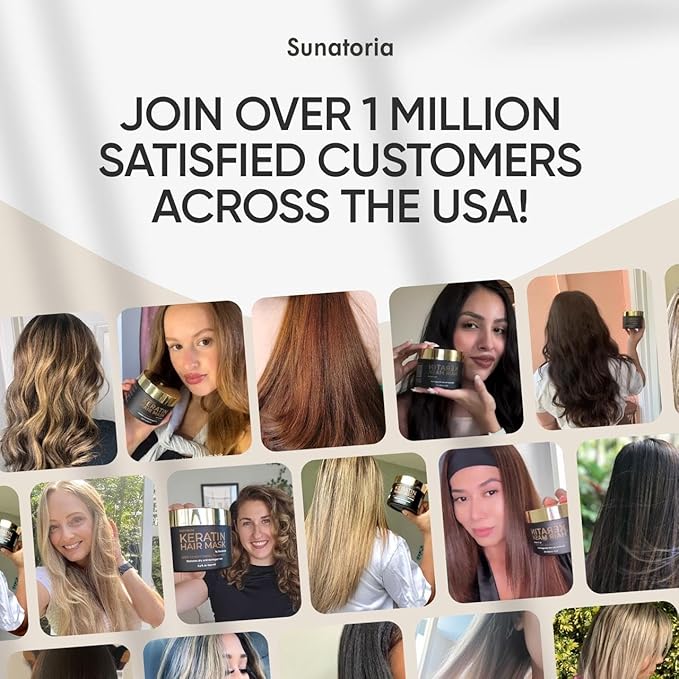 SUNATORIA Keratin Hair Mask - Deep Conditioner for Dry Damaged Hair - Hydrates, Repairs, Nourishes - Keratin Hair Treatment - Deep Conditioning Hair Mask - Keratina Mascarilla Para el Cabello
