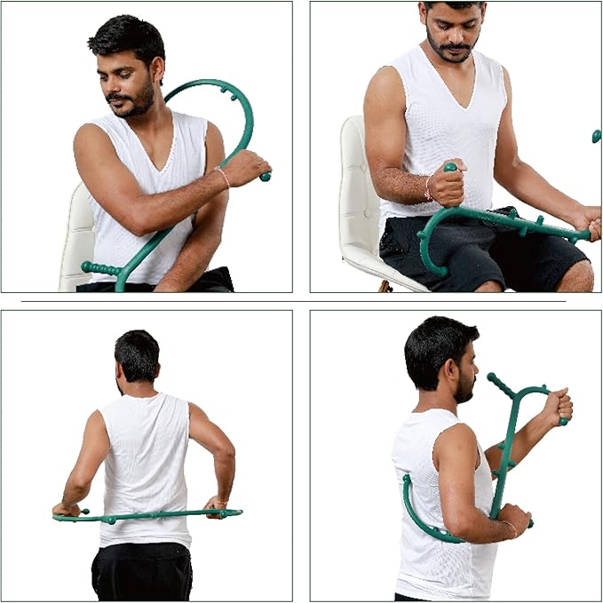 Massage Trigger Point Cane, Body Deep Tissue, Handheld Back, Neck, Shoulder, Leg and Feet Massager Rod, Muscle Release Tool Self Massage Hook Cane for Women & Men, Green