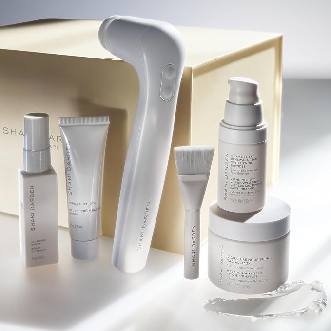 SHANI DARDEN Signature At-Home Facial Kit, Cleansing Face Serum, Face Sculpting Wand, Hydra Prep Gel, Facial Mask and Intensive Under Eye Cream for Wrinkles and Fine Lines
