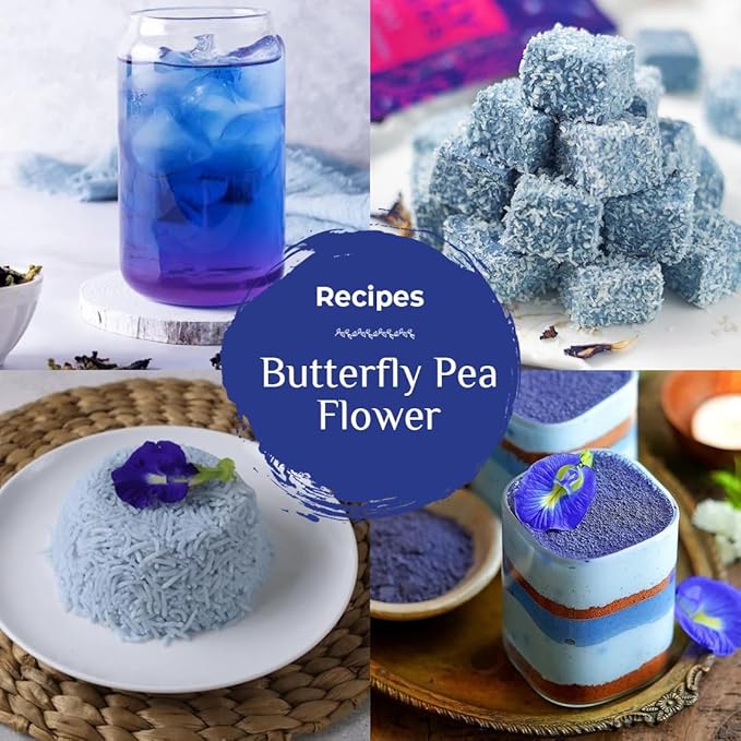 BLUE TEA - Butterfly Pea Flower Tea - 3.52 Oz (200+ Cups) Loose | ANTIOXIDANT RICH | Chemical Free - Caffeine Free - Detox Tea - Flower Based - Non Bitter - Vegan - Non-GMO | Zipper Packaging