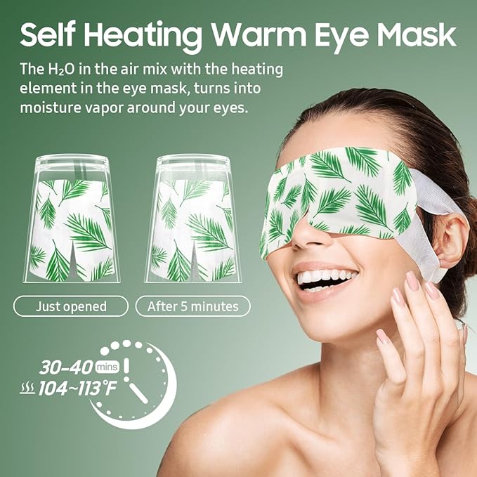 Steam Eye Mask, 10 Packs Heated Eye Mask, Self Heating Disposable SPA Warm Compress for Eyes Sleep Mask, Soothing Moist Heat Eye Masks, Travel Essentials & Relaxation Gifts (Tea Tree Scent)