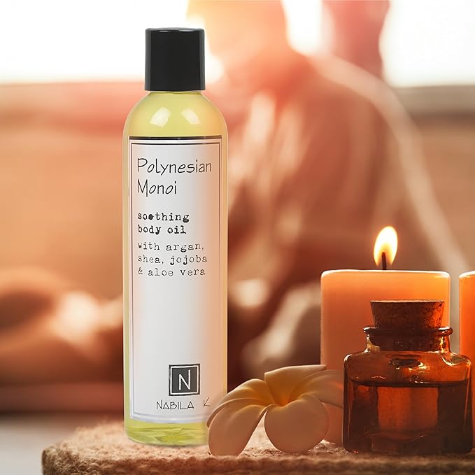 Polynesian Monoi (Monoi de Tahiti Flower Scent) Body Oil, 9 oz Moisturize & Nourish with Argan & Coconut Oil - Vitamin C Enriched - Naturally Derived, Vegan-Friendly