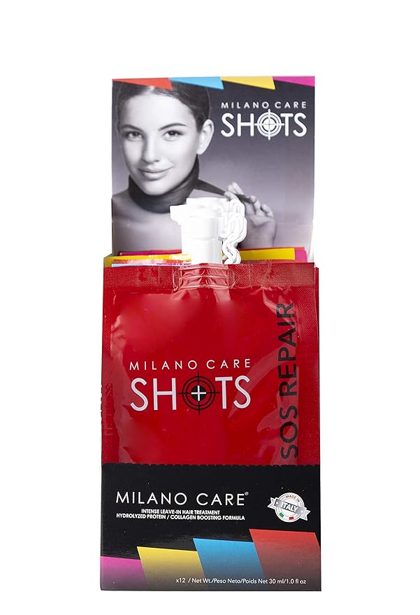 Shots – SOS Repair Keratin Mask – Nourishing Collagen Hair Treatment with Biotin – Hydrating Deep Conditioner for Dry or Damaged Hair – Leave-In Protein Mask, 2x1-1 fl oz Packet