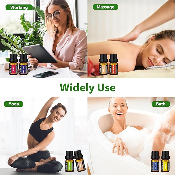 Essential Oils Set -100% Natural Essential Oils -Perfect for Diffusers, Aromatherapy,Humidifiers,Massage,Skin & Hair Care, DIY Candle and Soap Making,9x5 ML(0.17oz