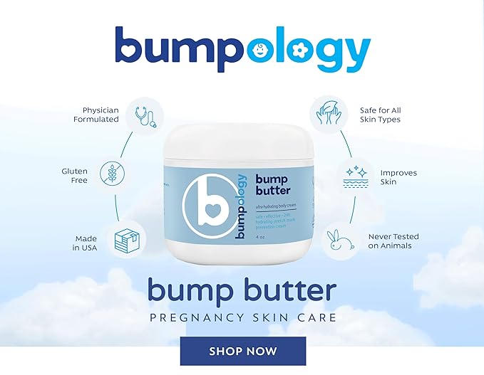 Bumpology Bump Butter Stretch Mark Moisturize Cream | 2-in-1 Powerful Butters + Oils | Physician Formulated | Hydrating Body Cream Butter Lotion | Made in USA | Pack of 4 Jars