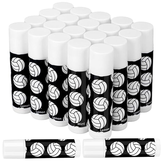 24 Pcs Lip Balm Team Gifts Party Favors - Volleyball Lip Balm Gift for Team Party Guest Supplies (Black)