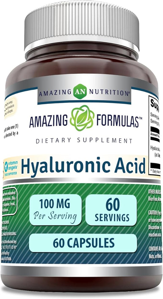 Amazing Formulas Hyaluronic Acid 100 Mg Capsules Supplement | Non-GMO | Gluten Free | Made in USA (1 Pack, 60 Count)