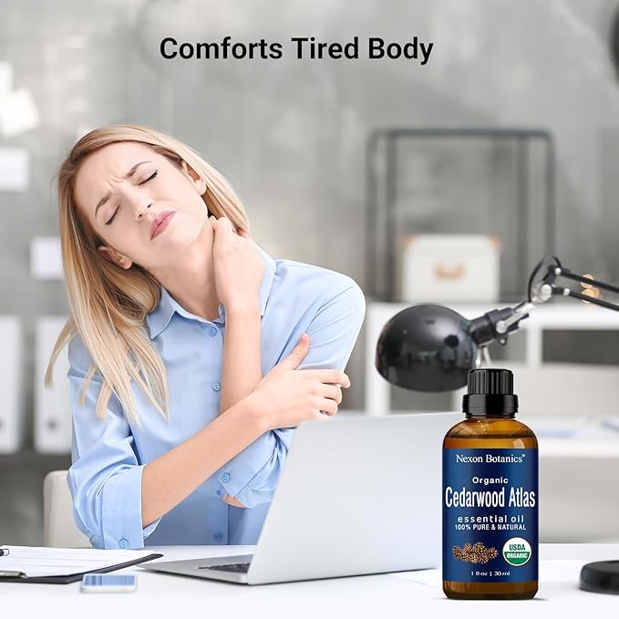 Organic Cedarwood Essential Oil 30 ml - Pure Natural Cedar Wood Oil for Diffusers, Aromatherapy & Hair Growth - Aceite de Cedro Puro - Nexon Botanics