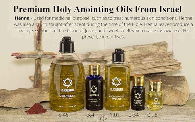Henna Anointing Oil from Israel, Holy Spiritual Oils Bottles from Jerusalem Blessed, Handmade with Natural Ingredients and Blessed for Wedding Ceremony, Religious Use, 3.4 Fl Oz