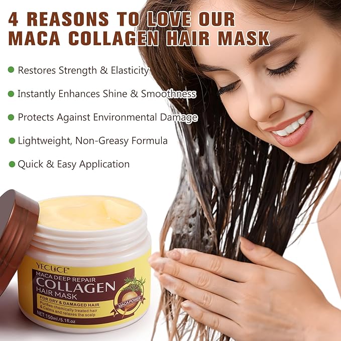 Hair Treatment Mask, Deep Repair Conditioning Collagen Hair Mask, Argan Oil Collagen Hair Mask for Dry Damaged Hair, Safe and Nourishing Formula For All Hair Types