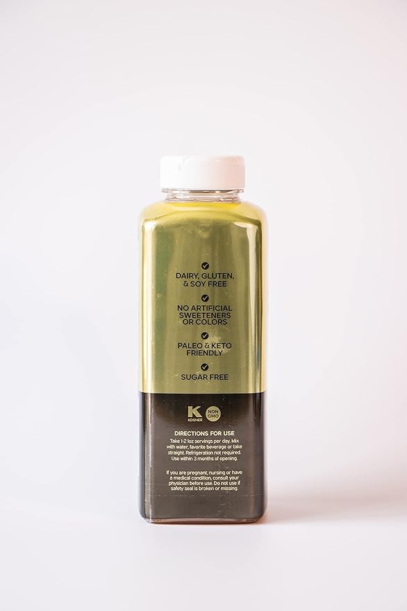 Liquid Collagen Protein w/Hyaluronic Acid & Vitamin C - Gold Edition (Apple), 16,000mg (16g) Hydrolyzed Collagen Peptides for Healthy Hair, Skin, Nails & Joints - 15oz Bottle