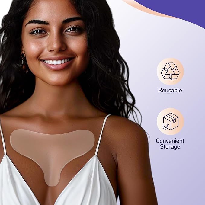 Silicone Chest Wrinkle Patches Reusable, Chest Pads for wrinkles Overnight, Safe Anti Wrinkle, Wrinkle Reducing Patche, 2 Patches