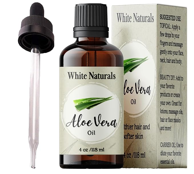 Organic Aloe Vera Oil, Therapeutic Premium Oil, Moisturizing Cold Pressed 100% Pure Natural Aloe Barbadensis Care for Skin, Body, Hair Growth, Face Moisturizer, Baby Oils, Used for Massage, Bath 4oz