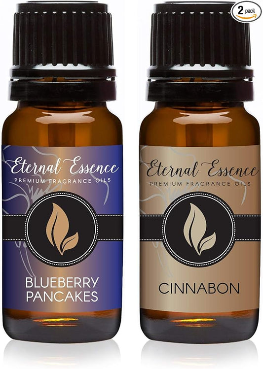 Eternal Essence Oils 2 Pack 10ml Premium Fragrance Oil - Blueberry Pancakes & Cinnabon - for Candle, Soap Making, Aromatherapy, Diffusers, Home Care, & Humidifiers