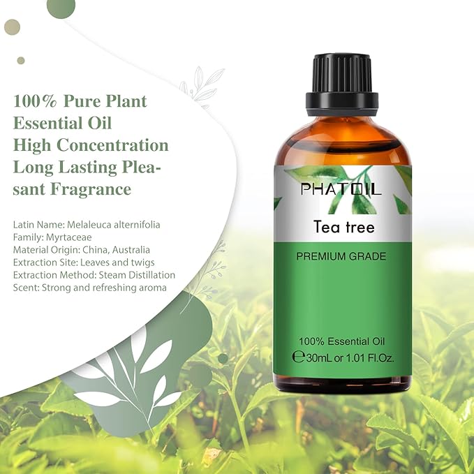 1.01FL.Oz Tea Tree Essential Oil, for Aromatherapy Diffusers, Humidifiers, Great for DIY Candle and Soap Making, Gift for Friend(30ML)