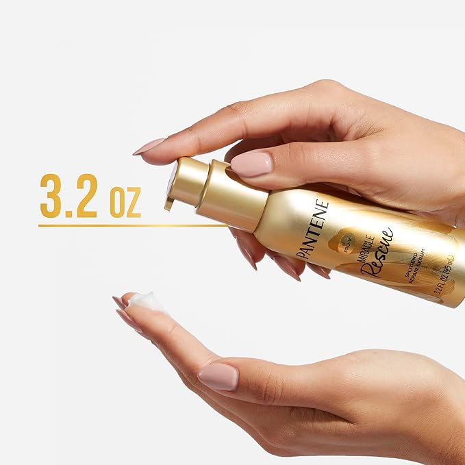 Pantene Hair Serum, Split Ends Hair Treatment, Hair Serum for Frizzy and Damaged Hair, Miracle Rescue, 3.2 oz