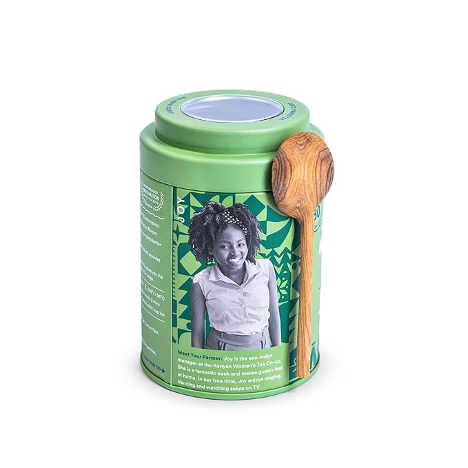 JusTea STARRY NIGHT | Loose Leaf Herbal Tea | Tin with Hand Carved Tea Spoon | 40+ Cups (2.5oz) | Caffeine Free | Award-Winning | Fair Trade | Non-GMO