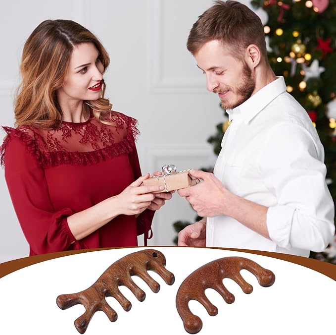 2pcs Wooden Scalp Massager Comb, Scalp Comb Tool for Dandruff Removal Head Neck Shoulders Hands Arms - Muscle Pressure Release Massage Brush