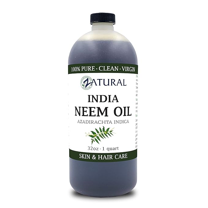 Zatural 100% Pure Neem Oil - Undiluted, Cold-Pressed, For Hair, Skin, and Nails, 32 oz