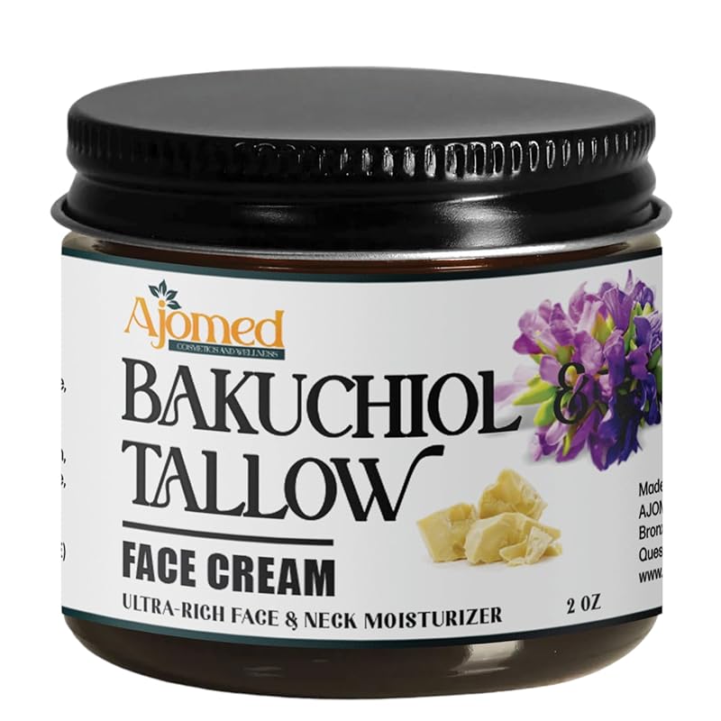 Beef tallow face cream with 2% Bakuchiol oil- Handmade NON GREASY anti aging tallow for skin- face moisturizer, Natural retinol- eczema cream, anti wrinkle, fine lines (Frankincense)