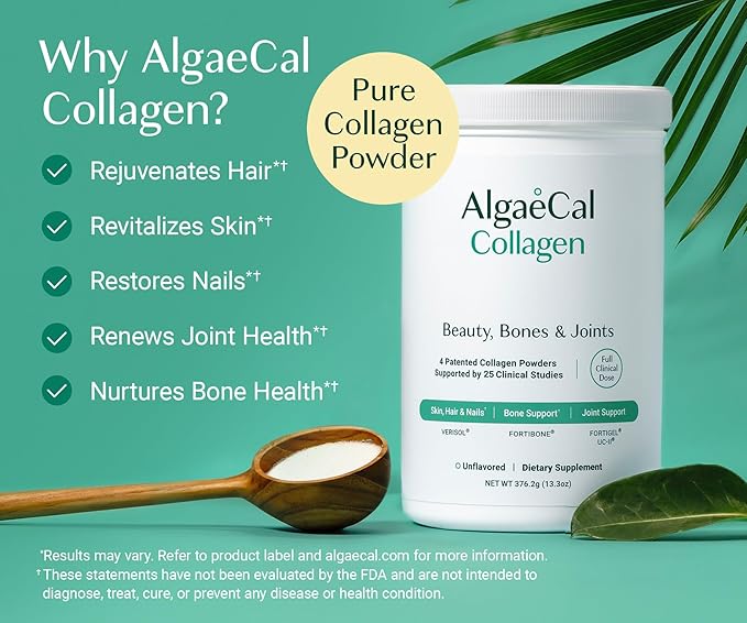 ALGAECAL Bone Builder & Collagen Bundle – Clinically-Supported Collagen with Verisol, Fortibone, Fortigel + Plant-Based Calcium, Strontium, D3, K2, Magnesium & 16 Nutrients for Beauty & Bone Health