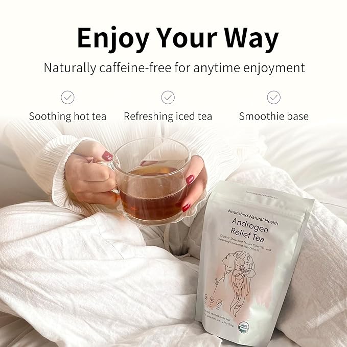 Nourished Androgen Relief Spearmint Tea - Organic Herbal Spearmint Tea for Clear Skin and Reduced Unwanted Facial Hair Growth - 240 Servings