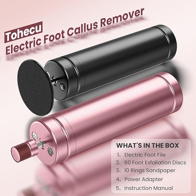 Electric Callus Remover for Feet, Adjustable Speed Foot Callus Remover, Professional Pedicure Tools for Feet with 60 Pcs Replacement Sandpaper Disc, Foot Scrubber for Dead Skin and Calluses