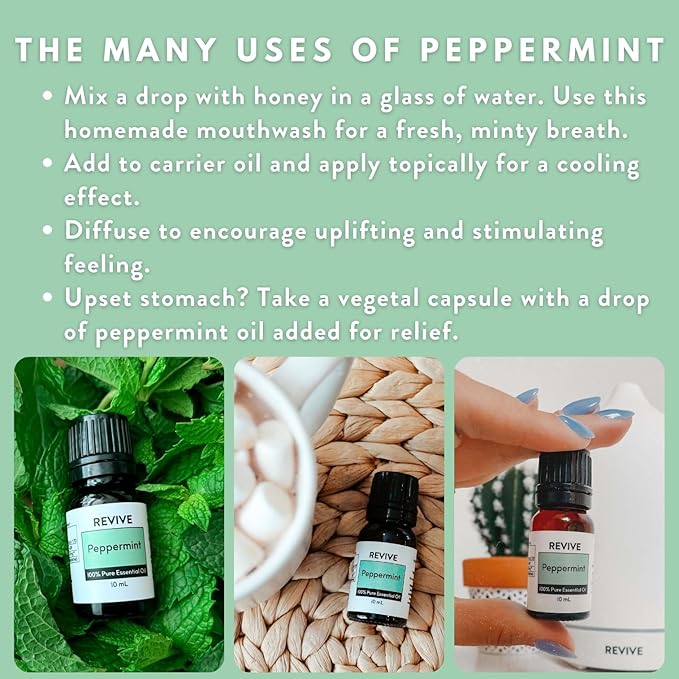 Peppermint Essential Oil 2 Pack by Revive Essential Oils - 100% Pure Therapeutic Grade, for Diffuser, Humidifier, Massage, Aromatherapy, Skin & Hair Care