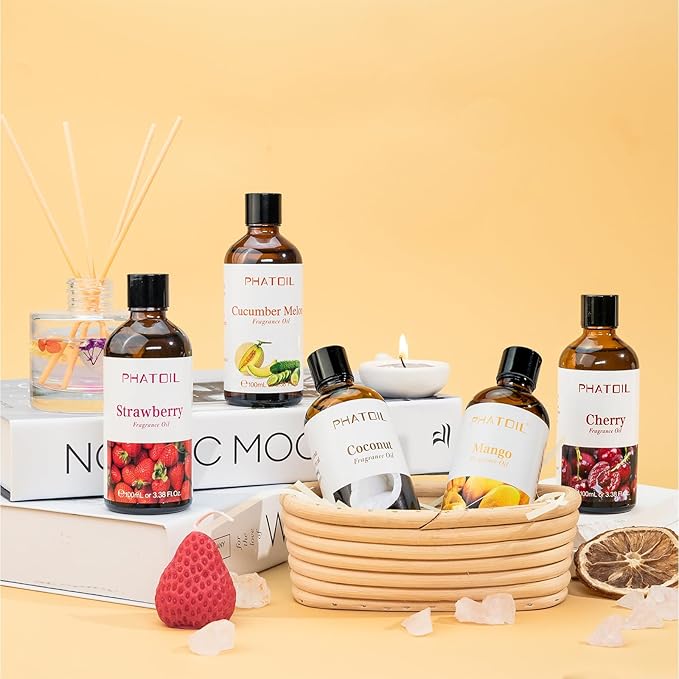 3.38FL.OZ Peach Fragrance Oils for Aromatherapy, Essential Oils for Diffusers for Home, Perfect for Diffuser, Yoga, Skin Care, DIY Candle and Soap Making - 100ml