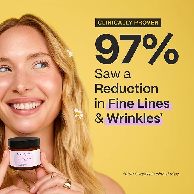 Mad Hippie Triple C Night Cream – Face Moisturizer, Skin-Brightening, Anti-Aging Skin Care with 3 Forms of Vitamin C, 2.1 Oz