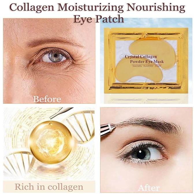 Miniling 30 Pairs Lip Mask & Eye Mask, Crystal Collagen Under Eye Patches for Puffy Eyes, Undereye Bags, Wrinkles, 24K Gold Gel Eye Masks for Dark Circles and Puffines, Skincare Gifts for Women