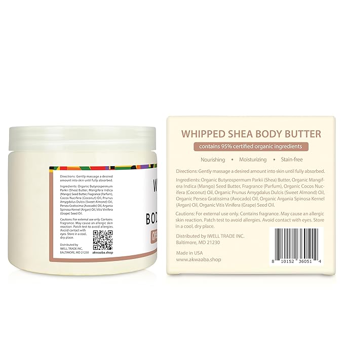 AKWAABA (New Whipped Shea Butter (Creamy Coconut Scent) 12oz