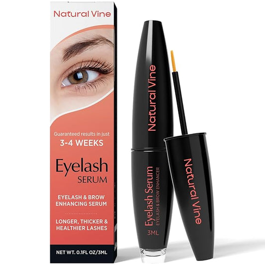 Natural Vine Eyelash Growth Serum: Lash Enhancing Serum with Advanced Formula to Boost Longer Fuller and Thicker Looking Lashes - Vegan & Cruelty-Free for Sensitive Eyes 3mL 3 Months Supply