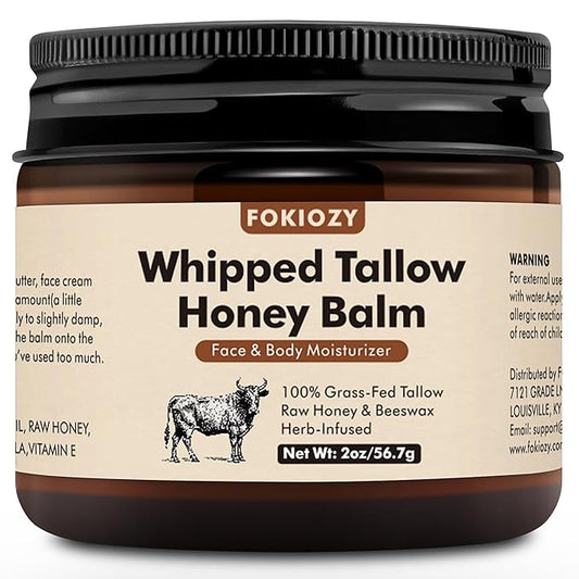 Beef Tallow for Skin, 100% Grass-Fed Whipped Beef Tallow Honey Balm for Face and Body, Tallow Face Moisturizer with Jojoba Oil, Shea Butter for Sensitive, Dry Skin - 2 oz