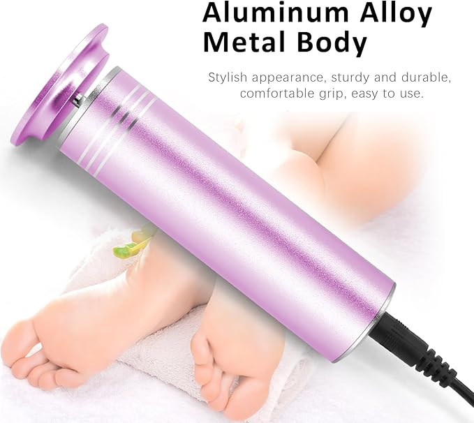 Upgraded Electric Foot Callus Remover 0-1200rpm, Professional Electric Foot File Sander Pedicure Tools for Dead Skin Cracked Heels, Adjustable Speed, 60 Replaceable Sandpaper Discs (FCR-2 Pink)