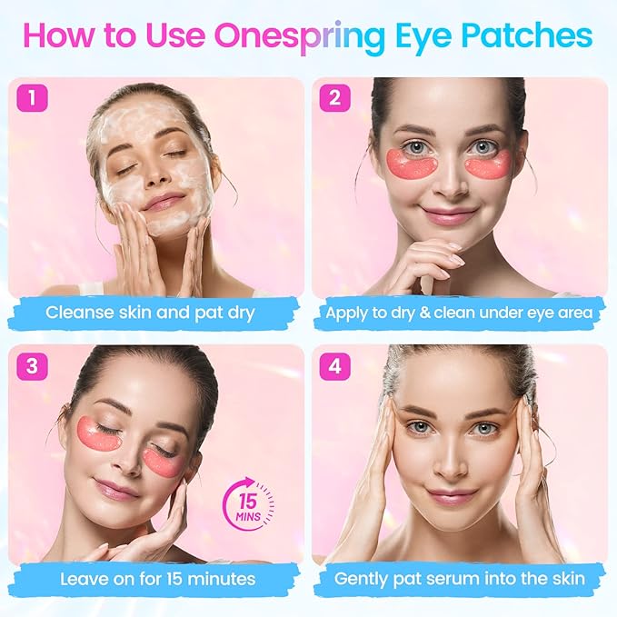 Under Eye Patches (32 Pairs) - Collagen-Infused, Anti-Puffiness & Dark Circle Treatment - Luxurious Skincare for Under Eye Bags & Fine Lines, Gifts for Women