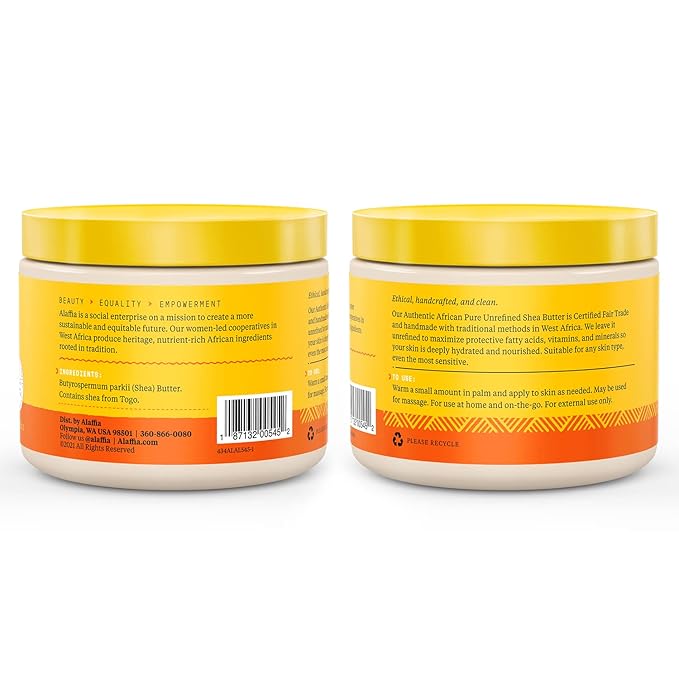 Alaffia, Pure Unrefined Shea Butter, Unscented, 11 oz