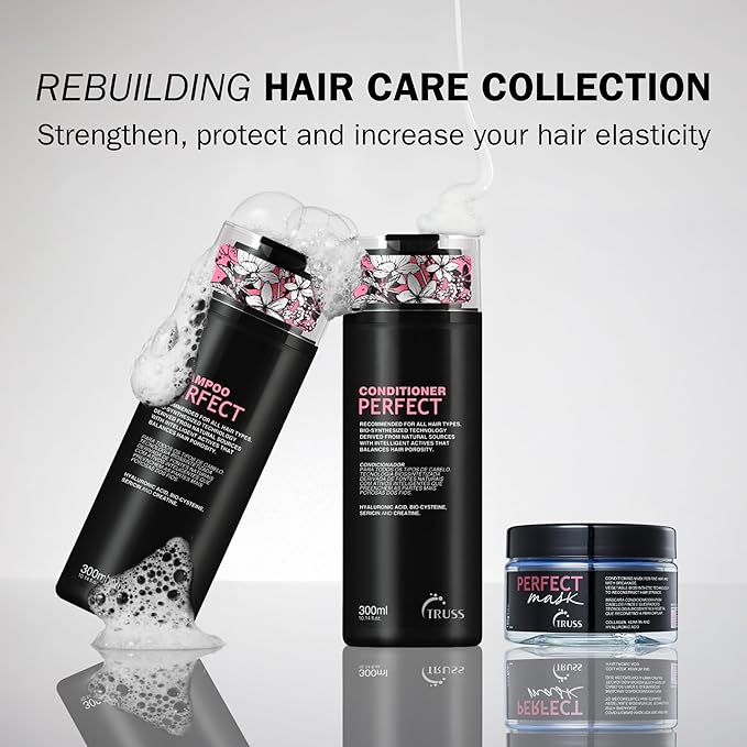 TRUSS Perfect Hair Mask with Collagen, Keratin & Hyaluronic Acid - Deep Conditioning Hair Treatment - Intense Moisture & Hydration - Repairs Fine, Thinning, Brittle, Dry Damaged Hair