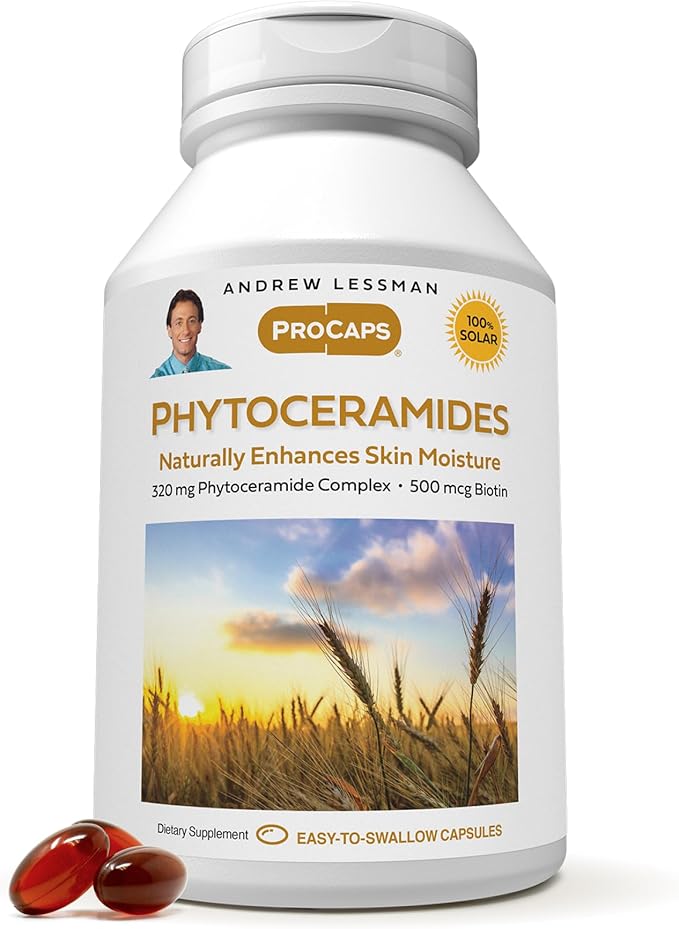 ANDREW LESSMAN Phytoceramides with Biotin 30 Softgels - Skin’s Vital Natural Internal Moisturizer. Naturally Enhances Soft, Smooth, Radiant Skin. No Additives. Small Easy to Swallow Softgels