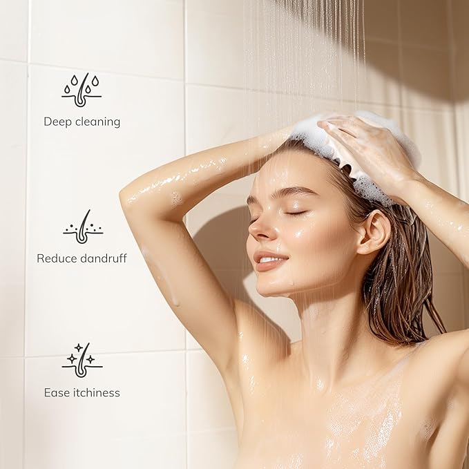 Sndyi Silicone Scalp Massager Hair Growth, Scalp Scrubber with Soft Silicone Bristles, Scalp Exfoliator for Dandruff Removal, Large Size Shampoo Brush, Wet Dry Scalp Brush for Long Thick Curly Hair