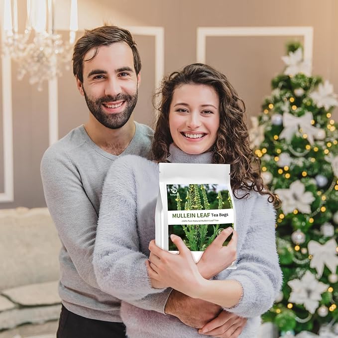 60 Mullein Leaf Tea Bags - 100% Pure & Natural Mullein Leaves, Caffeine Free, No Additives, No Sugar, Non-GMO