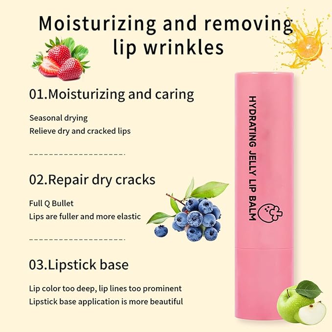 Hydrating Jelly Balm, Tinted Moisturizing Lip Balm For Dry Lips, Instantly Hydrate Lips Conditioning & Nourishing Lip Care Lip Moisturizer Fruit Lip Oil Lip Shine Jelly Lipstick(Strawberry)