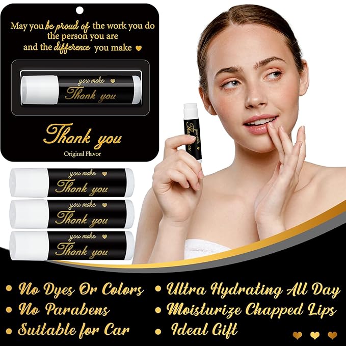 30 Pack Teacher Appreciation Gifts Bulk Lip Balms Employee Staff Team Thank You Gifts Nurse Volunteers Pastor Appreciation Presents for Women Men Coworkers You're the Balm(Black Gold)