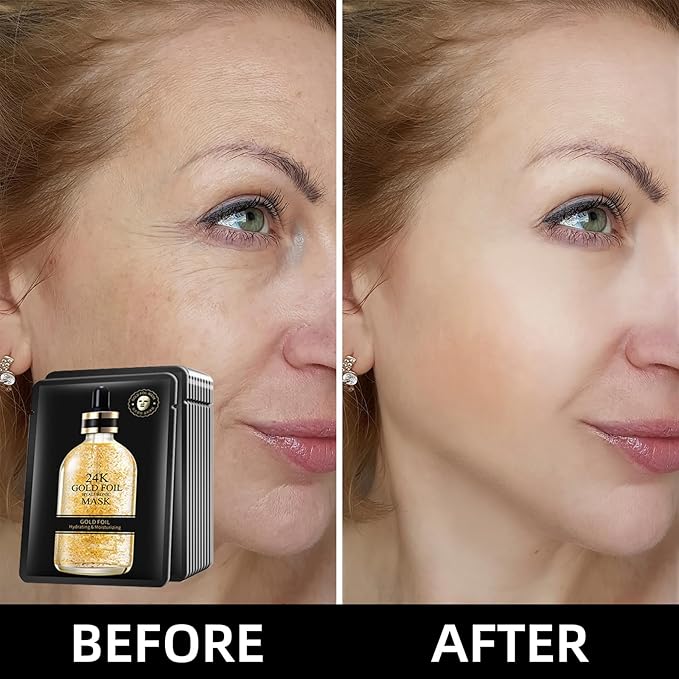 Face Masks Skincare Sheet Hydrating Face Mask 24k Gold Moisturizing Face Mask Sheet Masks Facial Anti-aging Skincare Sheet Hydration Face Mask Pack Facial Mask Sheet for Wrinkle Fine Lines Pack of 10