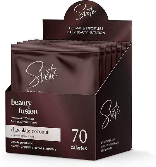 Hydrolyzed Multi Collagen for Women + Vitamins, Biotin, Hyaluronic Acid, CoQ10, Probiotics, Zinc | Keto Chocolate Protein Drink Powder (7 Travel Packs) Hair, Skin, Beauty Supplement by Svete